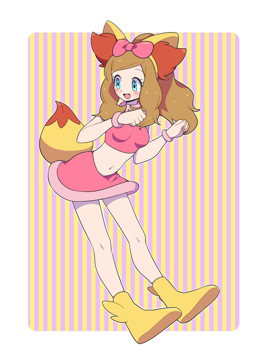 serena and fennekin (pokemon and 1 more) drawn by moyori