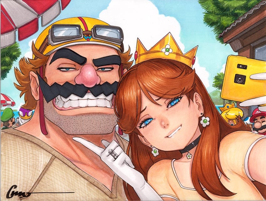 princess peach, mario, luigi, princess daisy, princess king boo, and 2 more (mario and 2 more) drawn by omar_dogan