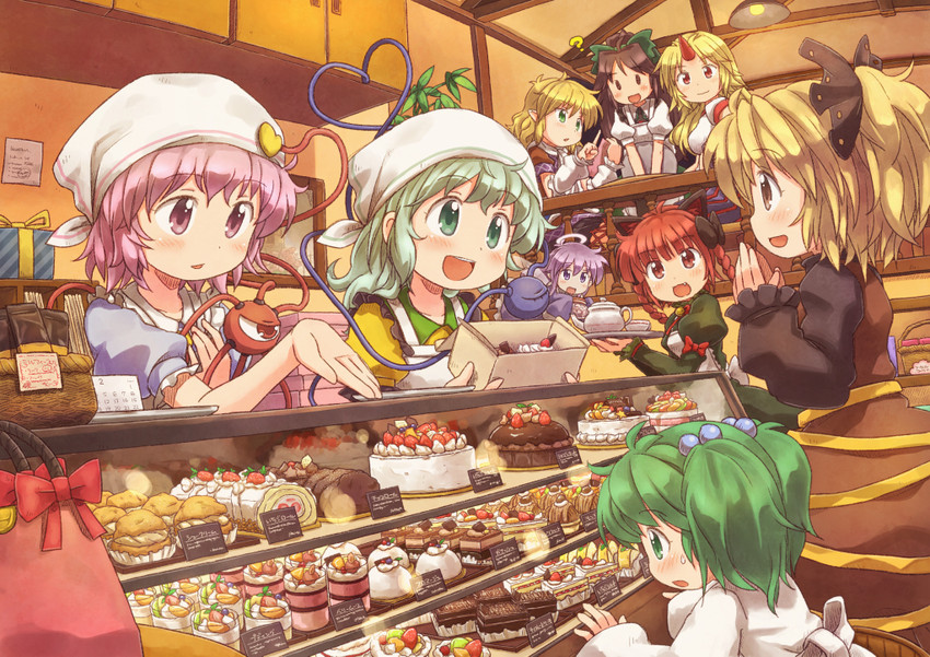 komeiji koishi, komeiji satori, kaenbyou rin, reiuji utsuho, mizuhashi parsee, and 4 more (touhou and 1 more) drawn by kurotama_(avino)
