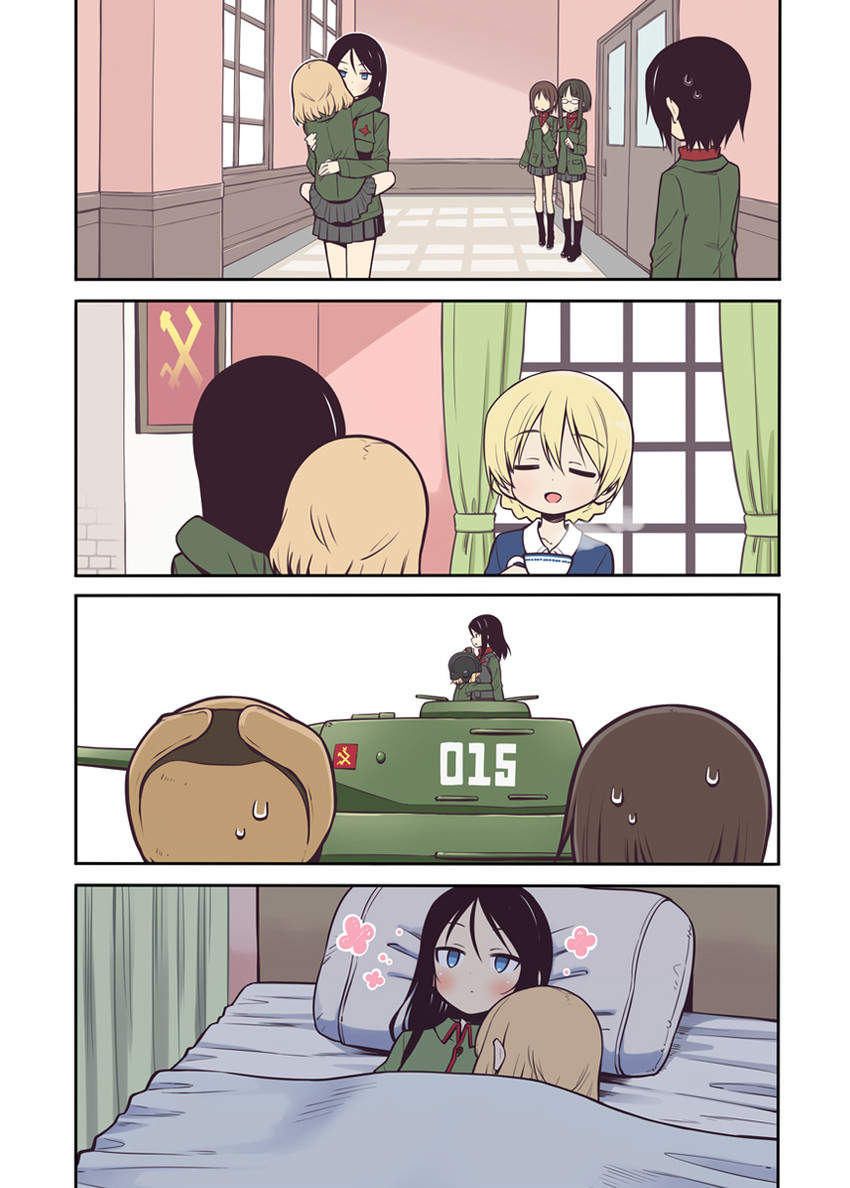 darjeeling, katyusha, nonna, nina, and alina (girls und panzer) drawn by hama_chon