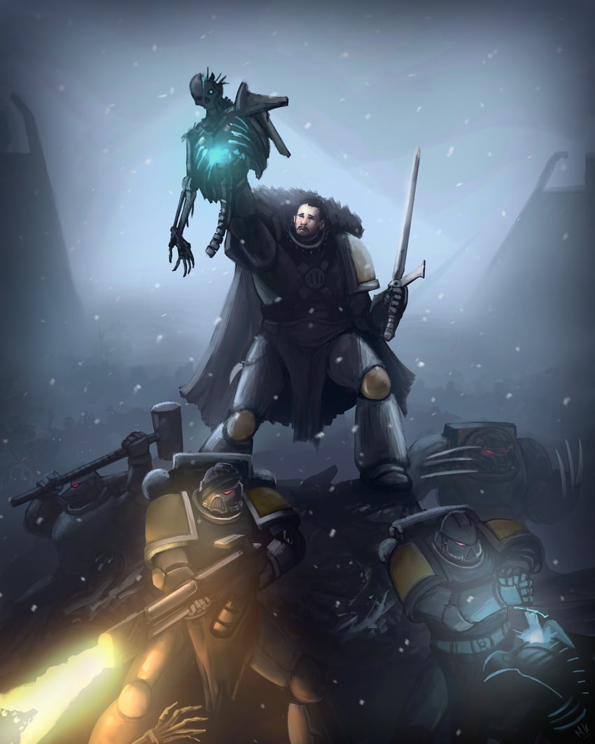 adeptus astartes and jon snow (warhammer 40k and 2 more) drawn by chillstrand
