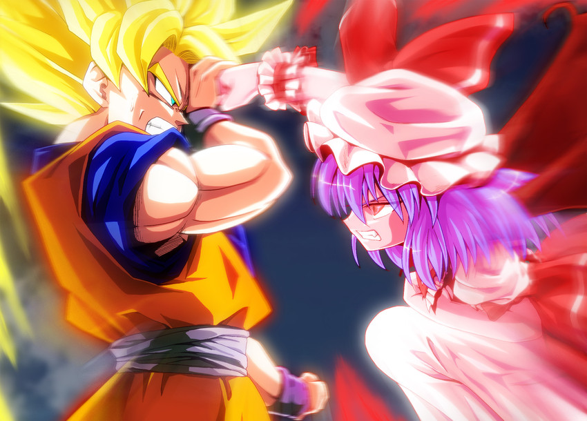 remilia scarlet and son goku (touhou and 2 more) drawn by kamishima_kanon