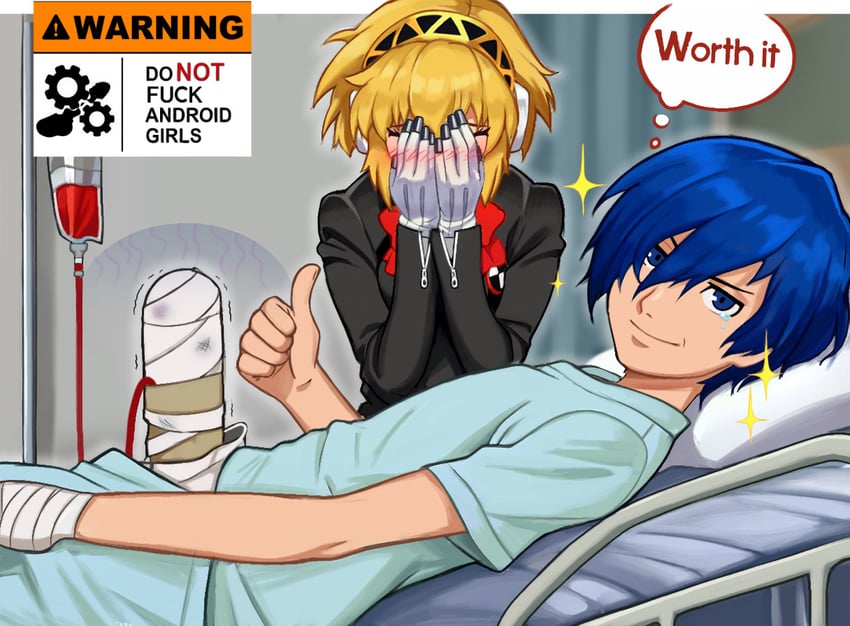 yuuki makoto and aigis (persona and 1 more) drawn by neggoartz