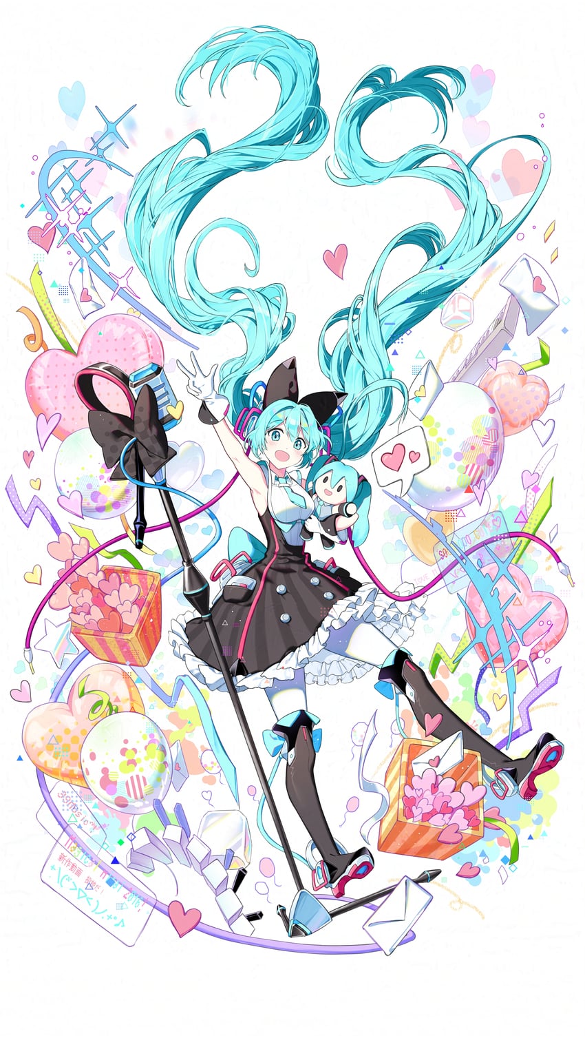 hatsune miku and magical mirai miku (vocaloid and 2 more) drawn by murupuru_22