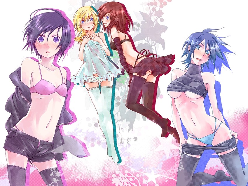 kairi, aqua, xion, and namine (kingdom hearts) drawn by m3_(mmm003)