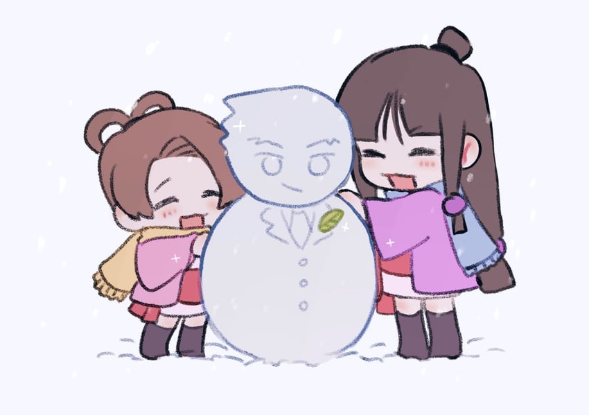 phoenix wright, maya fey, and pearl fey (ace attorney) drawn by usugi_san0