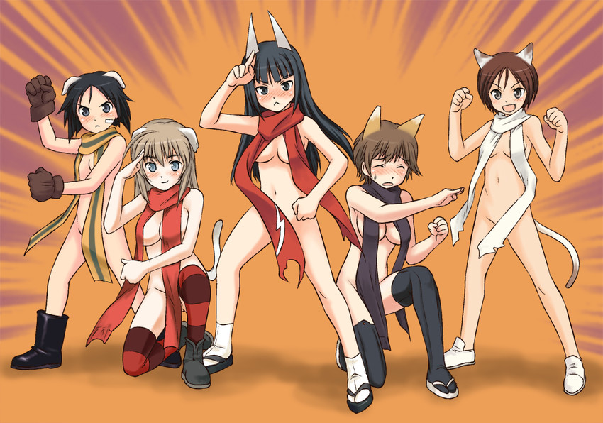 kanno naoe, anabuki tomoko, katou keiko, wilma bishop, and nishizawa yoshiko (world witches series and 4 more) drawn by mirutsu_(milts)