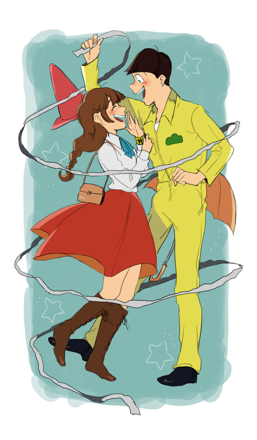 matsuno jyushimatsu and jyushimatsu's girlfriend (osomatsu and 1 more) drawn by hakumai_(ea01-ka)