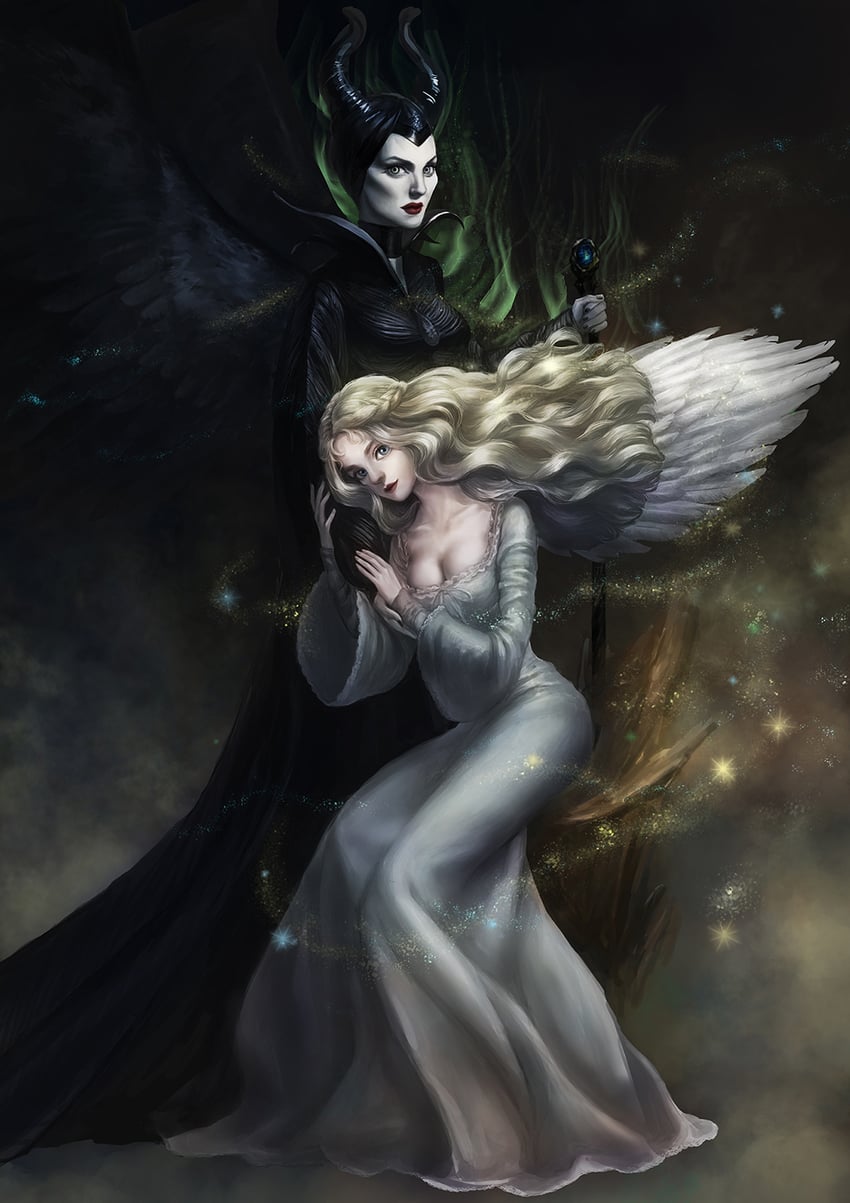 aurora and maleficent (sleeping beauty and 1 more) drawn by fancy_(bcy_701698)