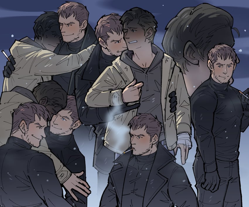 chris redfield and ethan winters (resident evil and 1 more) drawn by kalamari