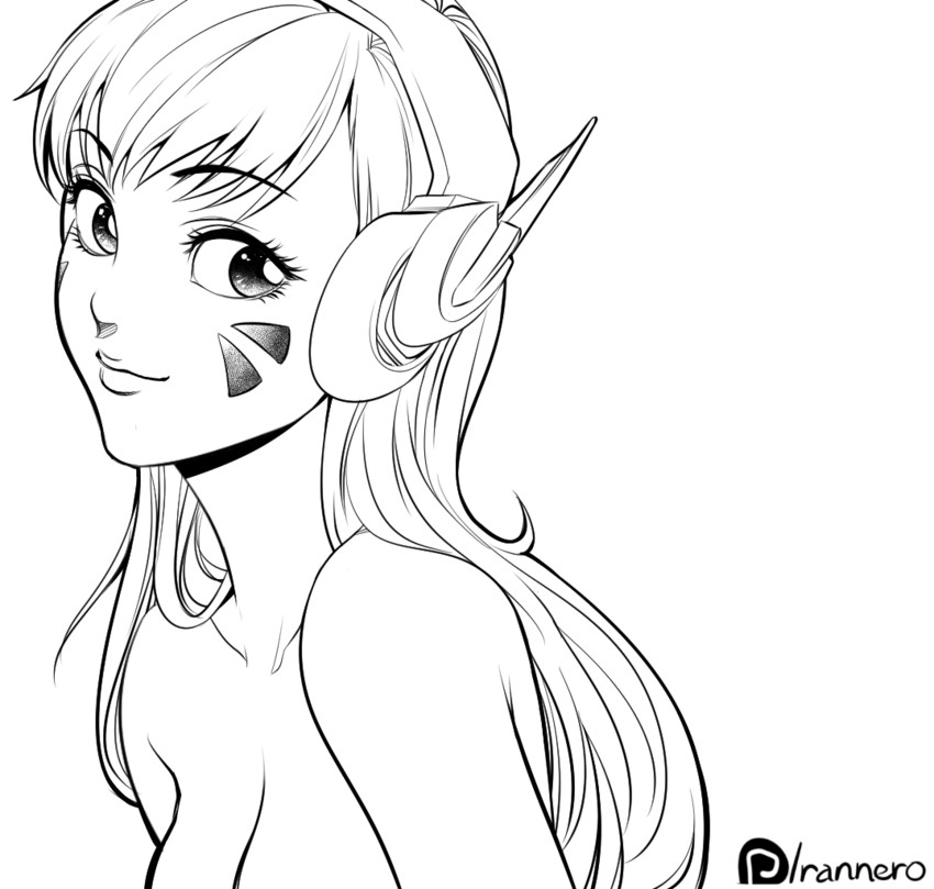 d.va (overwatch and 1 more) drawn by rannero
