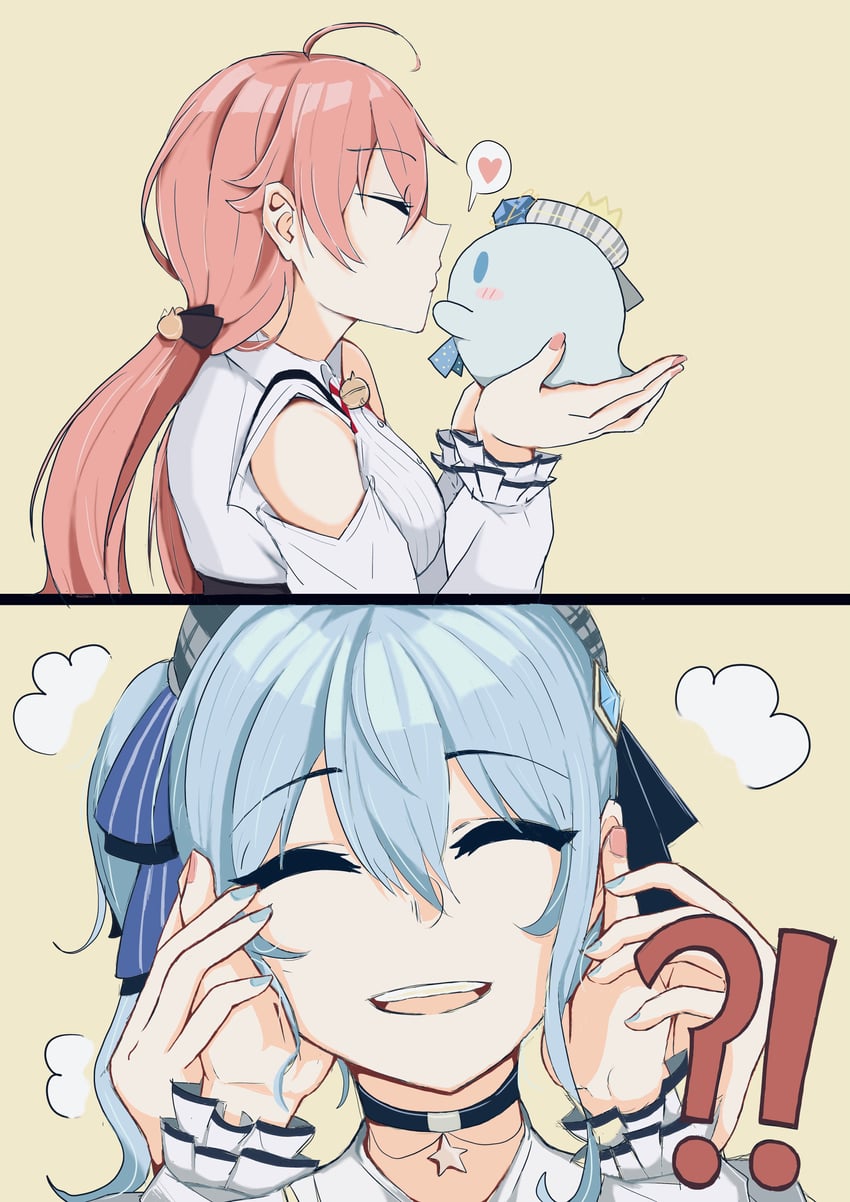 hoshimachi suisei, sakura miko, and star (hololive and 1 more) drawn by candy_yu