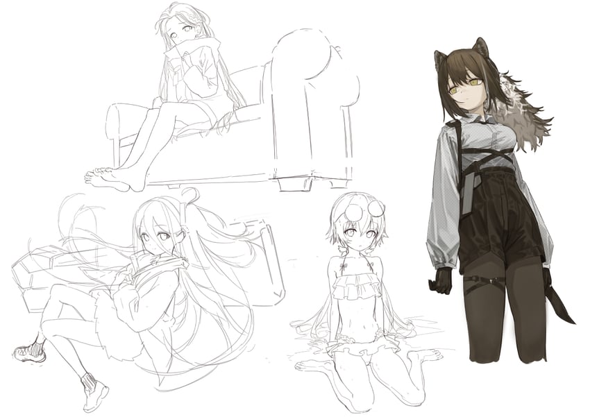 aris, hifumi, yuzu, and robin (blue archive and 1 more) drawn by wasabi60