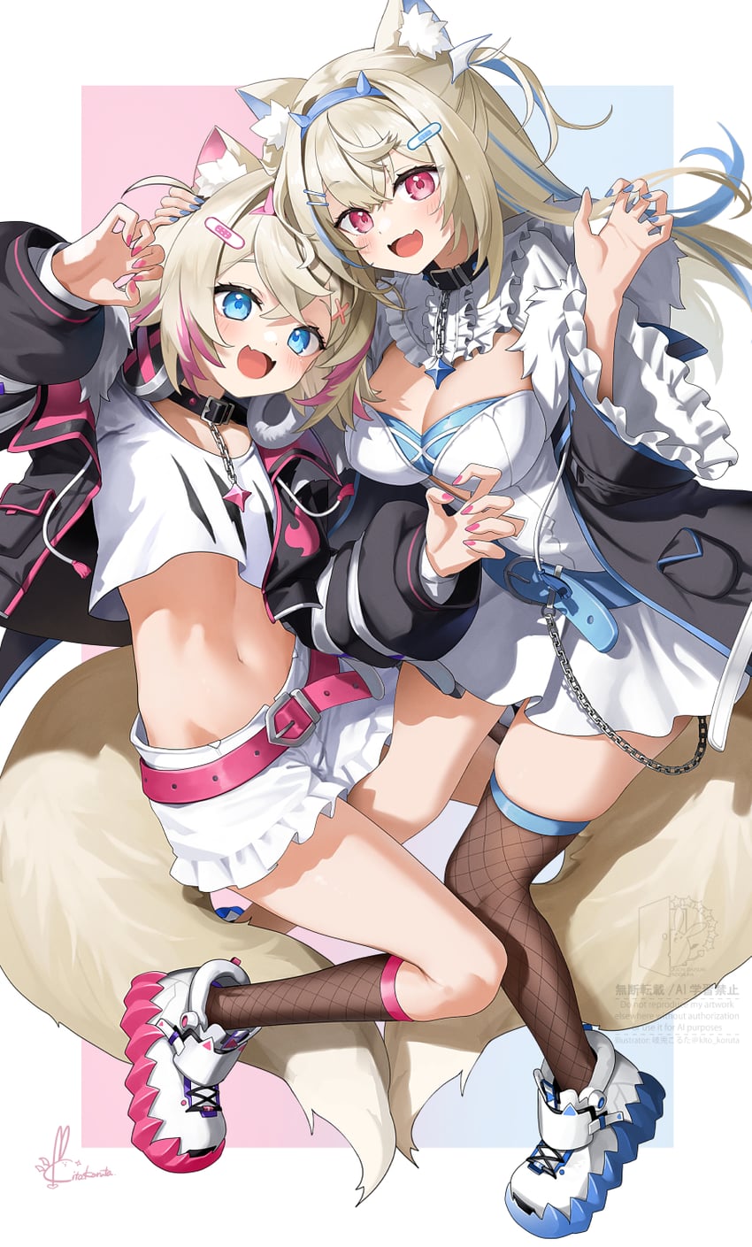 fuwawa abyssgard and mococo abyssgard (hololive and 1 more) drawn by kito_koruta