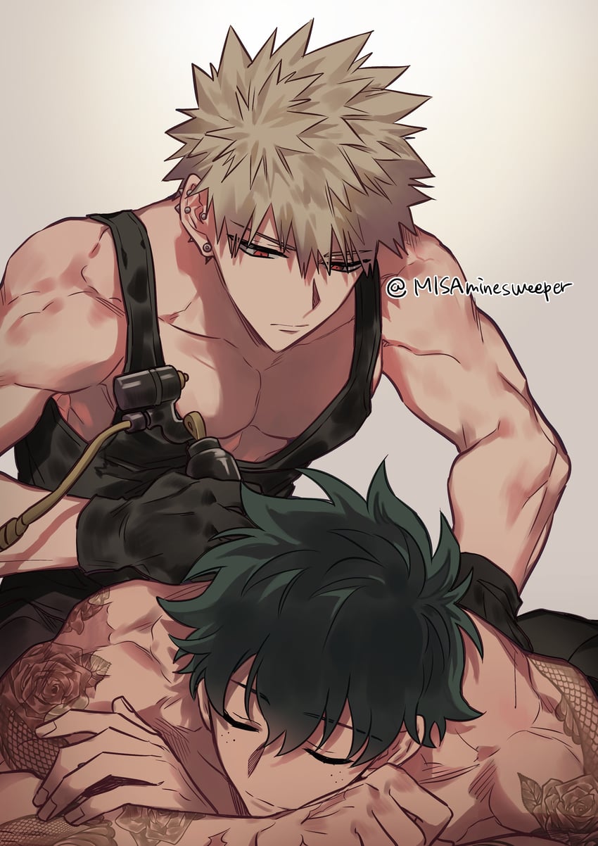 midoriya izuku and bakugou katsuki (boku no hero academia) drawn by misa_(jjin_miryeon)