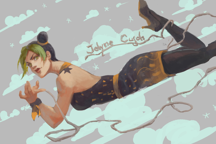 kujo jolyne (jojo no kimyou na bouken and 1 more) drawn by folie_(cac82622)