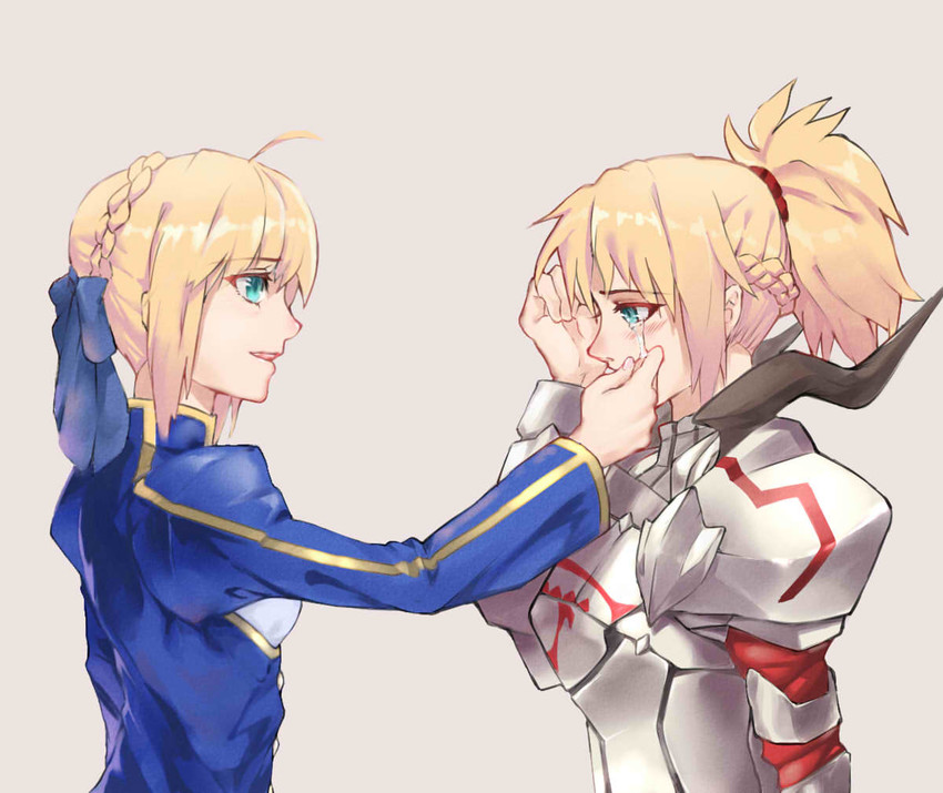 artoria pendragon, saber, and mordred (fate and 3 more) drawn by afternoir
