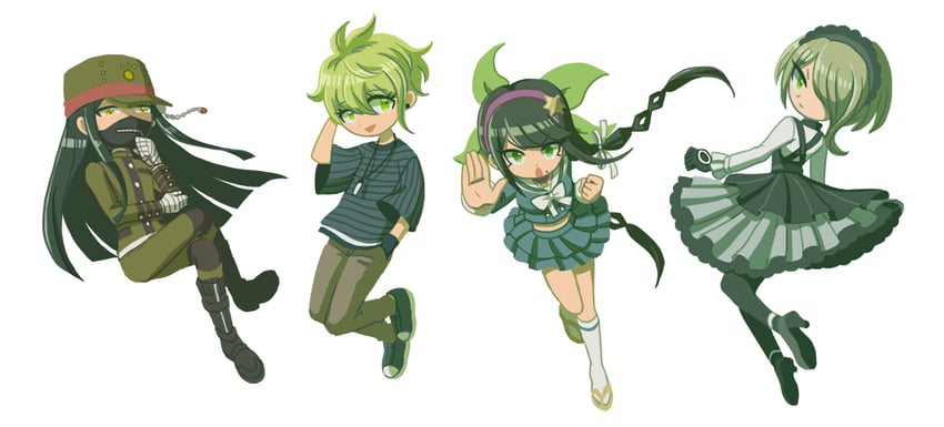 amami rantaro, chabashira tenko, tojo kirumi, and shinguji korekiyo (danganronpa and 1 more) drawn by gohan_(8823cobalt)