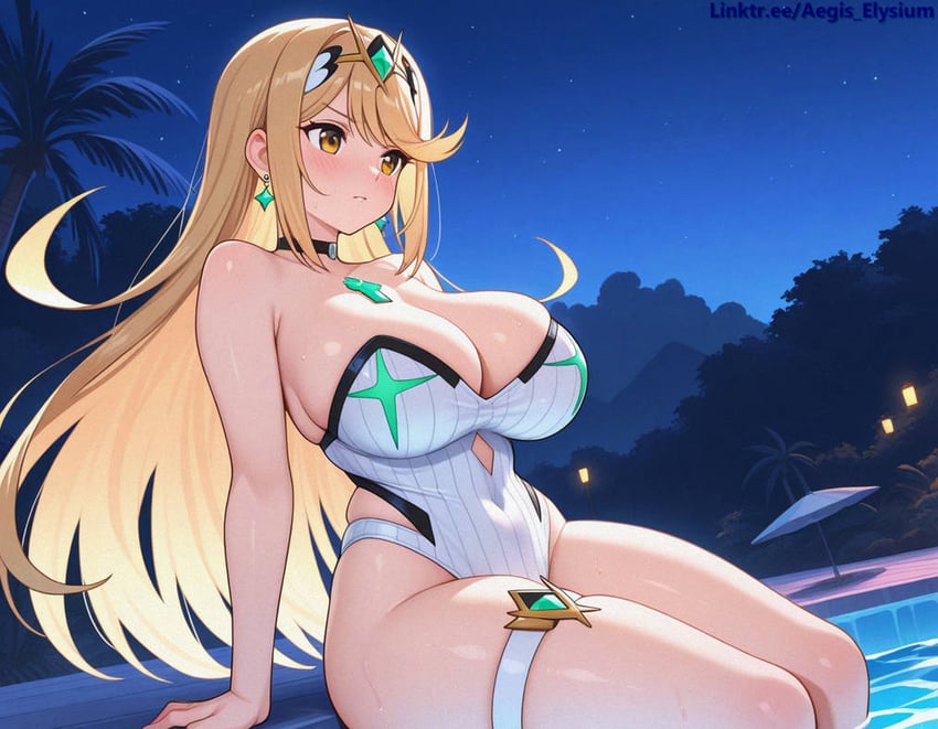 mythra (xenoblade chronicles and 1 more) drawn by aegis_elysium