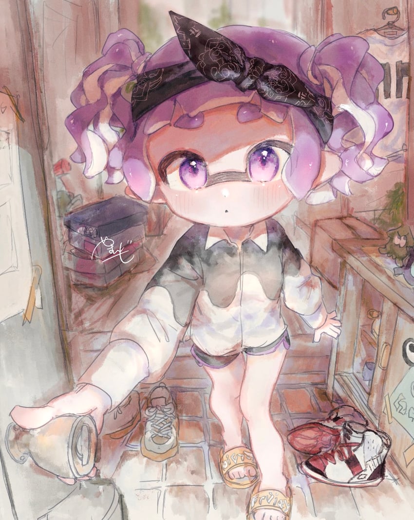 inkling player character and inkling girl (splatoon) drawn by imoyamaimo