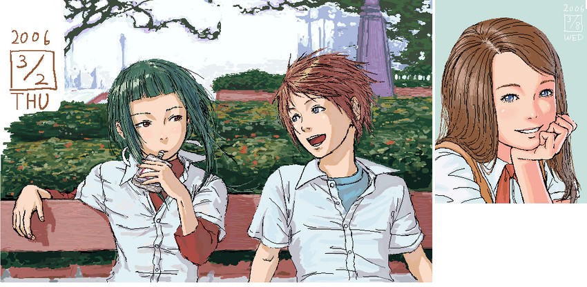 okuzaki akira, tokiha takumi, and senou aoi (my-hime) drawn by ikeda_(cpt)