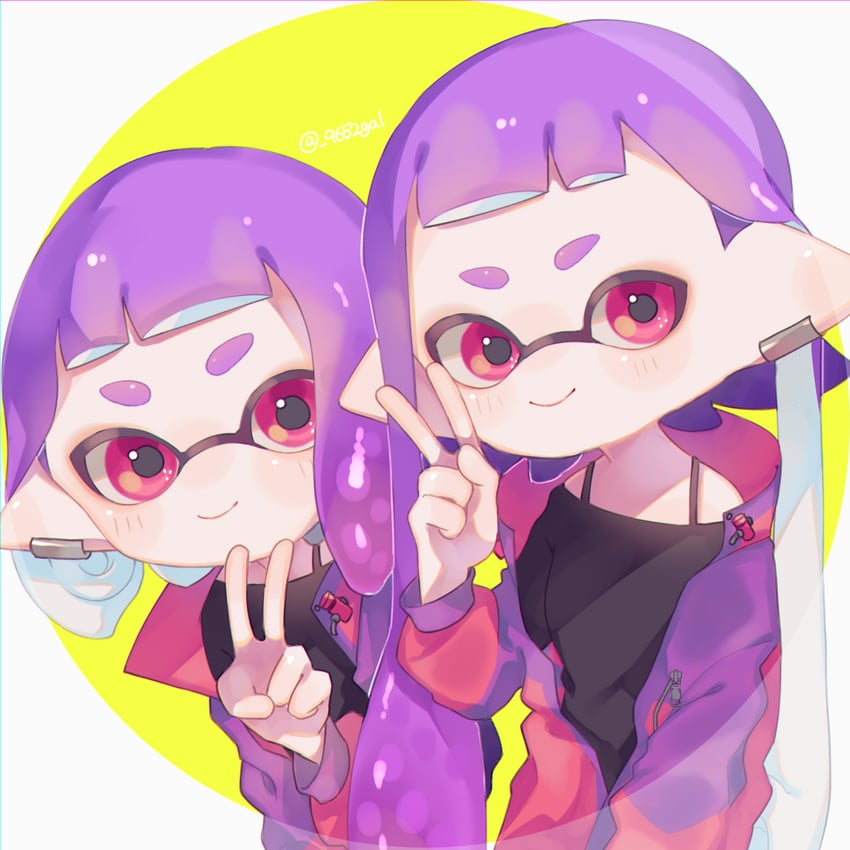inkling player character and inkling girl (splatoon) drawn by sabata_saba