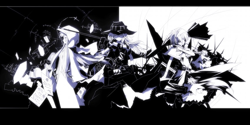 kirisame marisa, alice margatroid, and patchouli knowledge (touhou and 1 more) drawn by tan_(carbon)