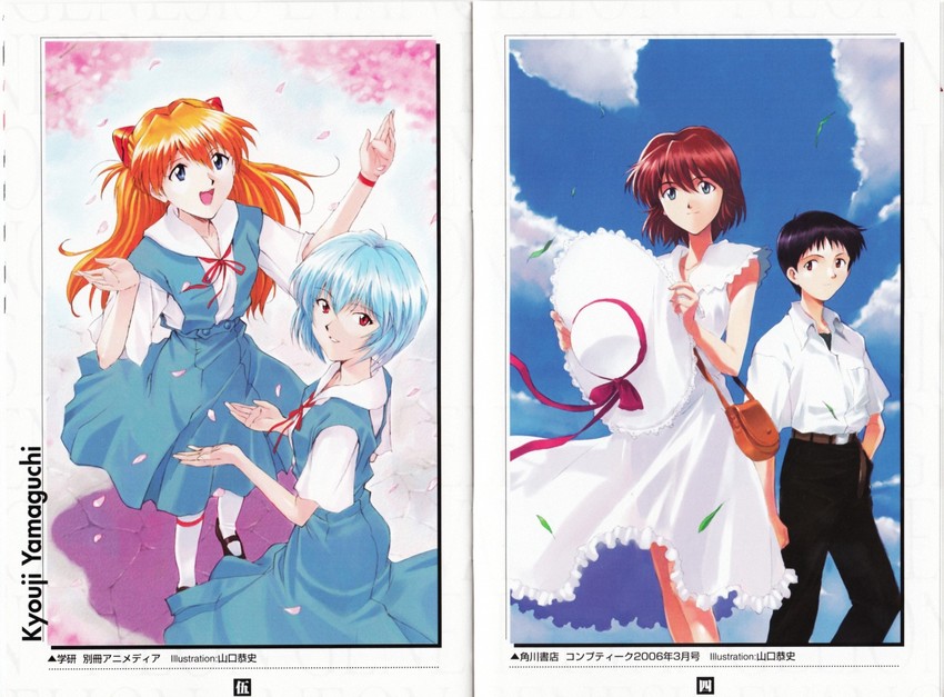 souryuu asuka langley, ayanami rei, ikari shinji, and kirishima mana (neon genesis evangelion and 1 more) drawn by yamaguchi_yasushi