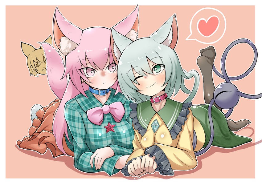 komeiji koishi and hata no kokoro (touhou) drawn by kumasan_(kumazonjp)