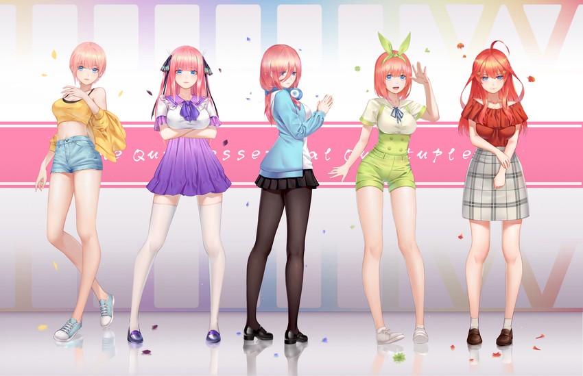 nakano nino, nakano miku, nakano yotsuba, nakano ichika, and nakano itsuki (go-toubun no hanayome) drawn by negi3