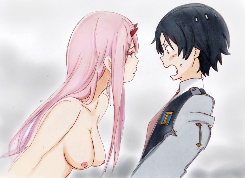zero two and hiro (darling in the franxx) drawn by potekite