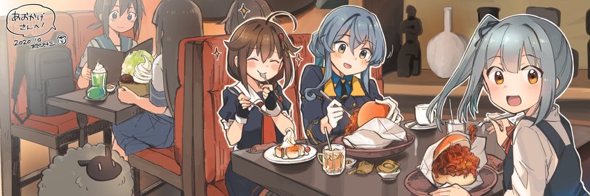 shigure, fubuki, shigure kai ni, kasumi, hatsuyuki, and 3 more (kantai collection and 1 more) drawn by kirisawa_juuzou