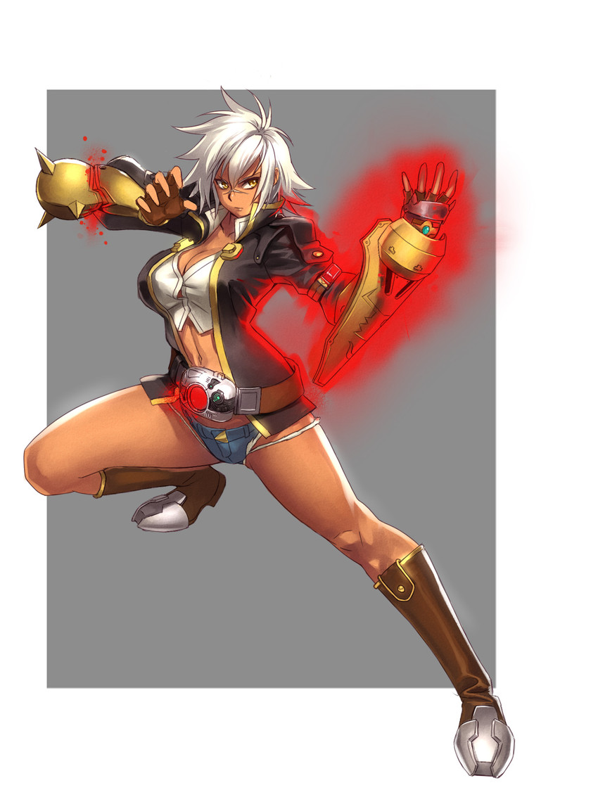 bullet and kamen rider black (blazblue and 3 more) drawn by ogami