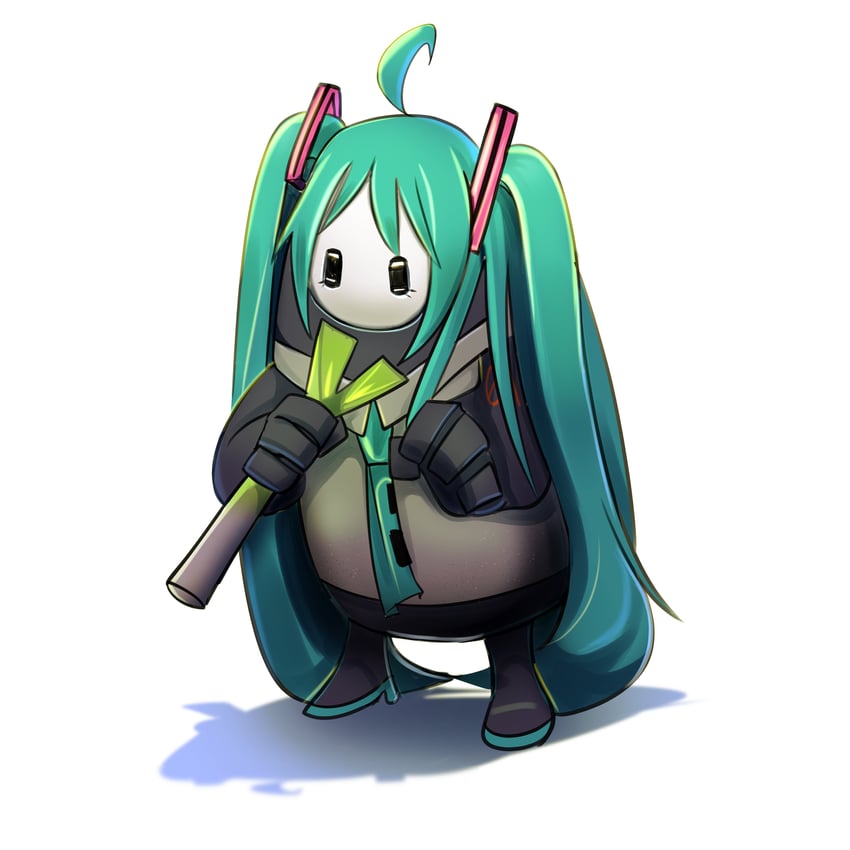 hatsune miku and fall guy (vocaloid and 1 more) drawn by lerimar