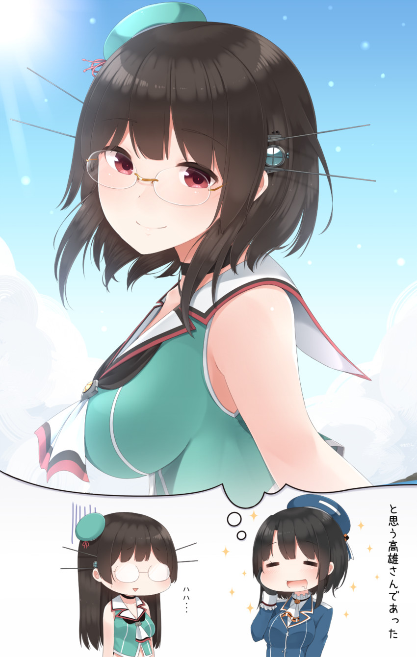 takao, choukai, and choukai kai ni (kantai collection) drawn by yukichi_(sukiyaki39)