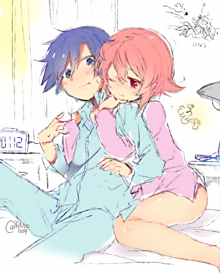 onoe serika and miyashiro takuru (chaos;child) drawn by rotte_(1109)