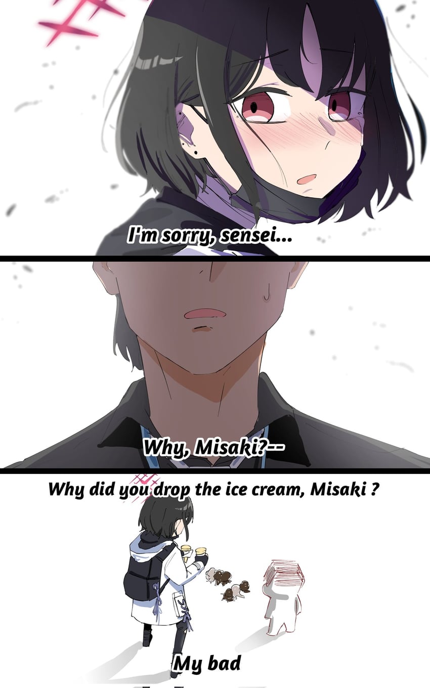 sensei, doodle sensei, and misaki (blue archive) drawn by herzero