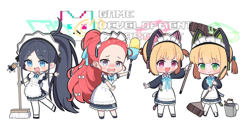aris, momoi, midori, yuzu, and kei (blue archive) drawn by luceee
