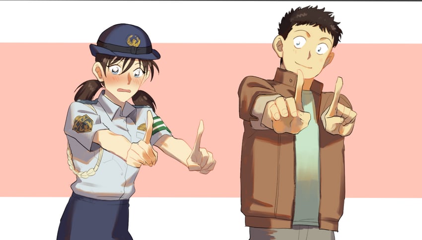 miike naeko and chiba kazunobu (meitantei conan) drawn by czech_gana