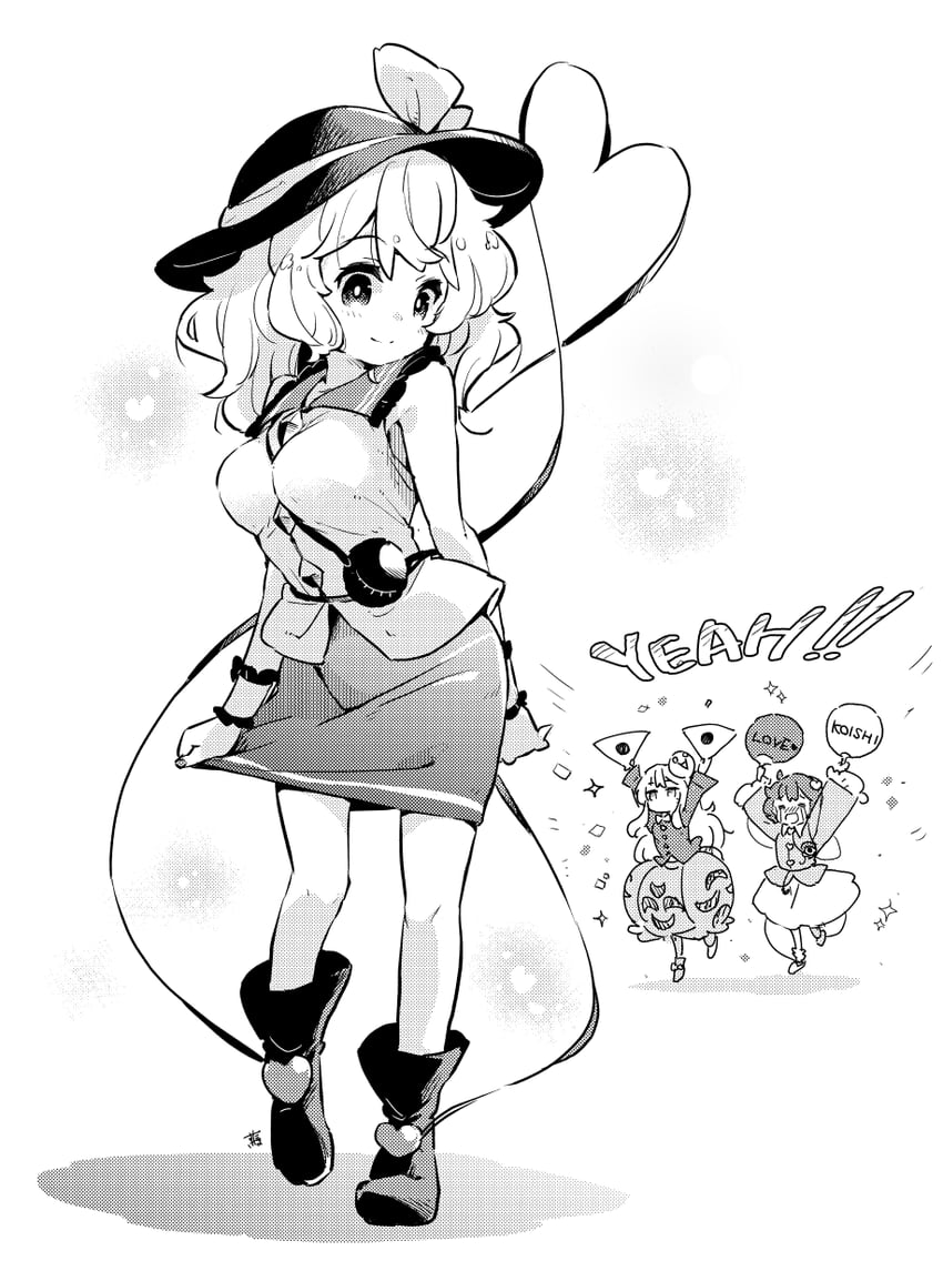 komeiji koishi, komeiji satori, and hata no kokoro (touhou) drawn by tanasuke