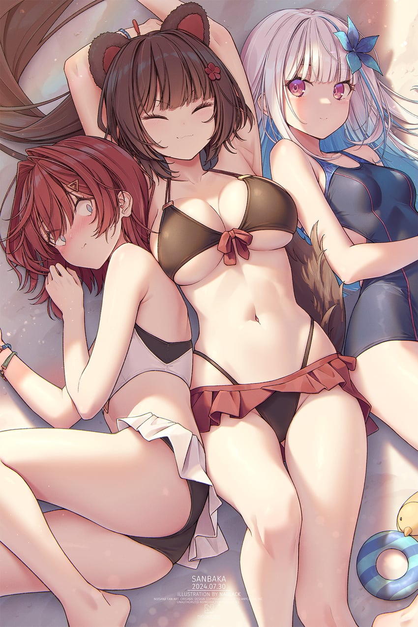 lize helesta, ange katrina, inui toko, and sebastian piyodore (nijisanji) drawn by kuro-kun_(nablack)