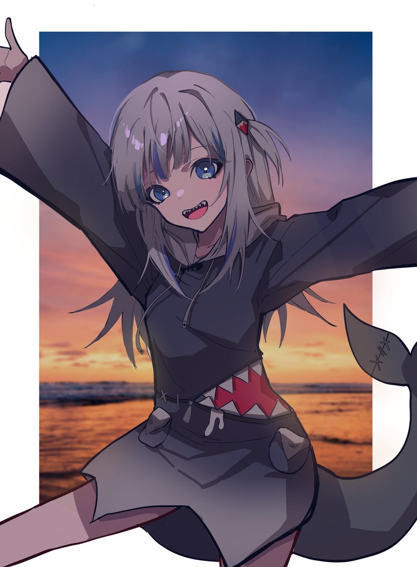 gawr gura (hololive and 1 more) drawn by mentally_deficient