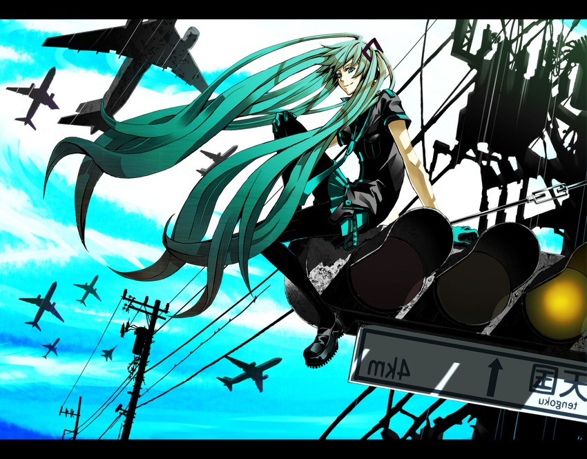 hatsune miku (vocaloid and 1 more) drawn by velzhe