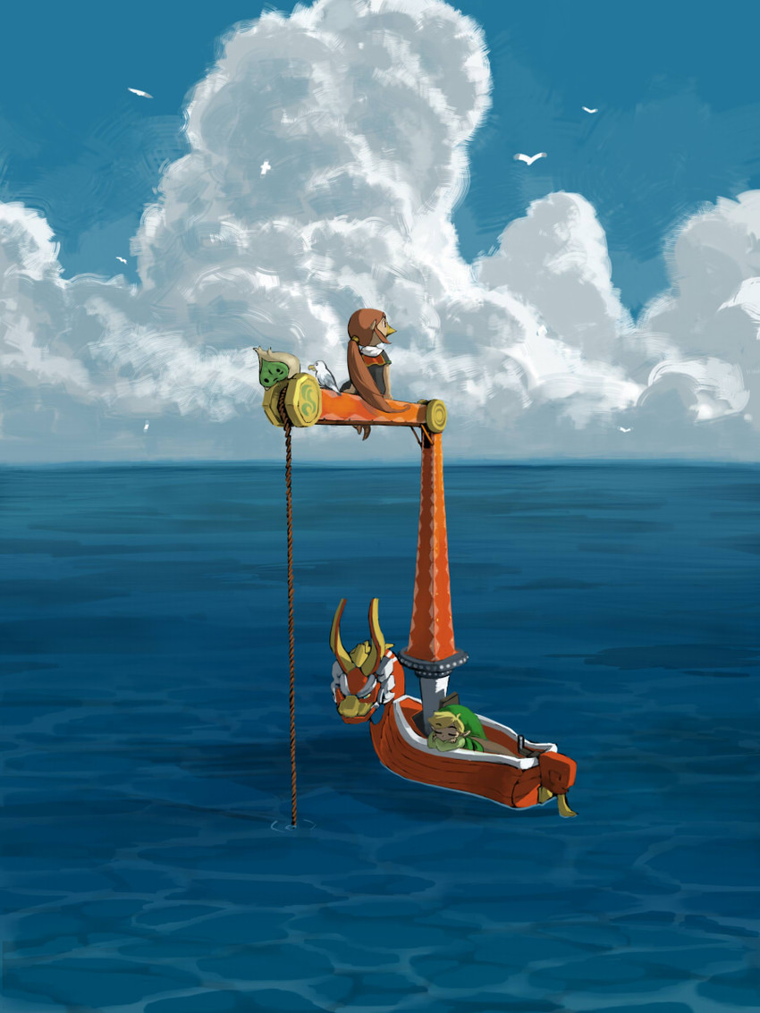 link, toon link, korok, medli, the king of red lions, and 1 more (the legend of zelda and 1 more) drawn by kuruuya
