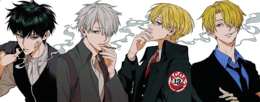 sanji, hijikata toushirou, ginko, and jean otus (one piece and 3 more) drawn by m_m_pb