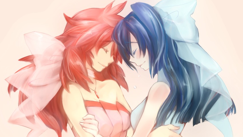 kazanari tsubasa and amou kanade (senki zesshou symphogear) drawn by nanceee_305