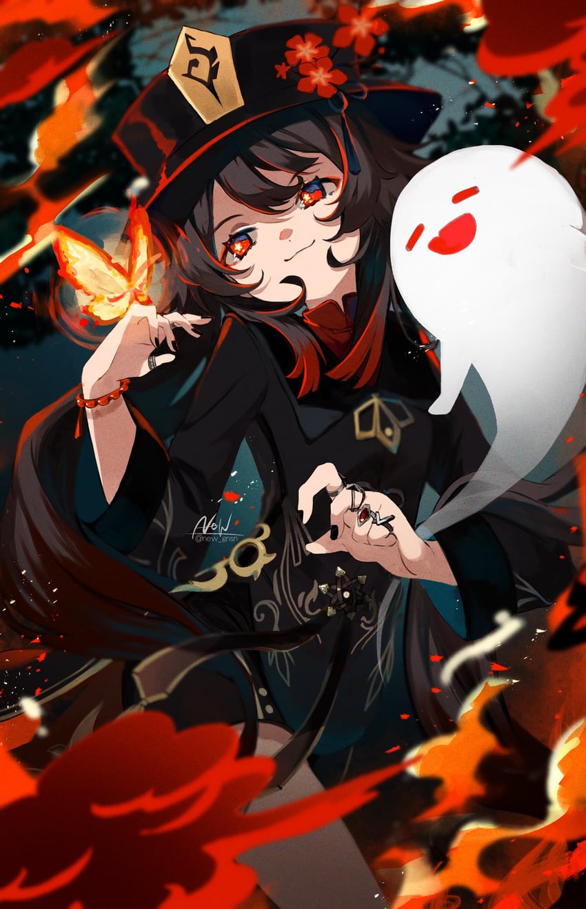hu tao and boo tao (genshin impact) drawn by new_(new_gnsn)