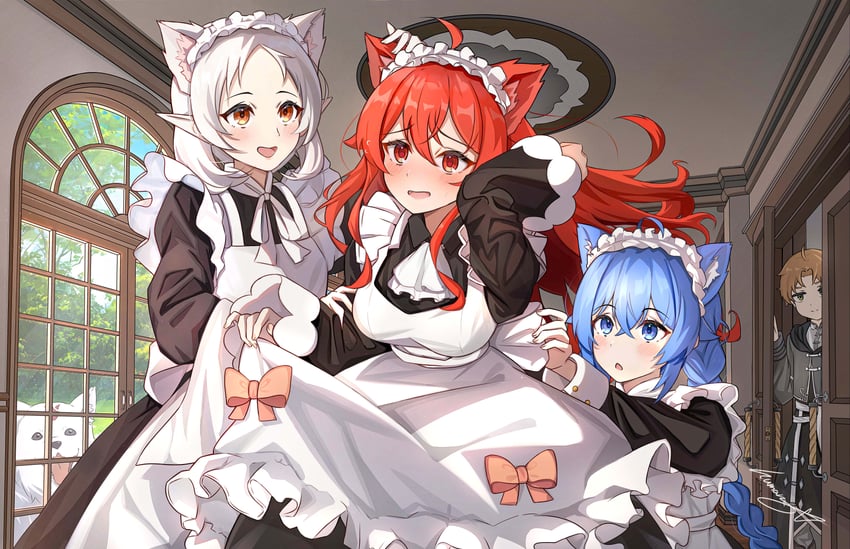 roxy migurdia, eris greyrat, sylphiette, rudeus greyrat, and leo (mushoku tensei) drawn by humany