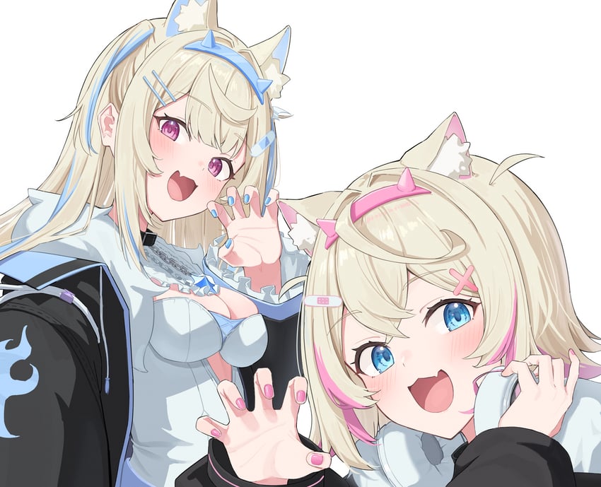 fuwawa abyssgard and mococo abyssgard (hololive and 1 more) drawn by cidersour