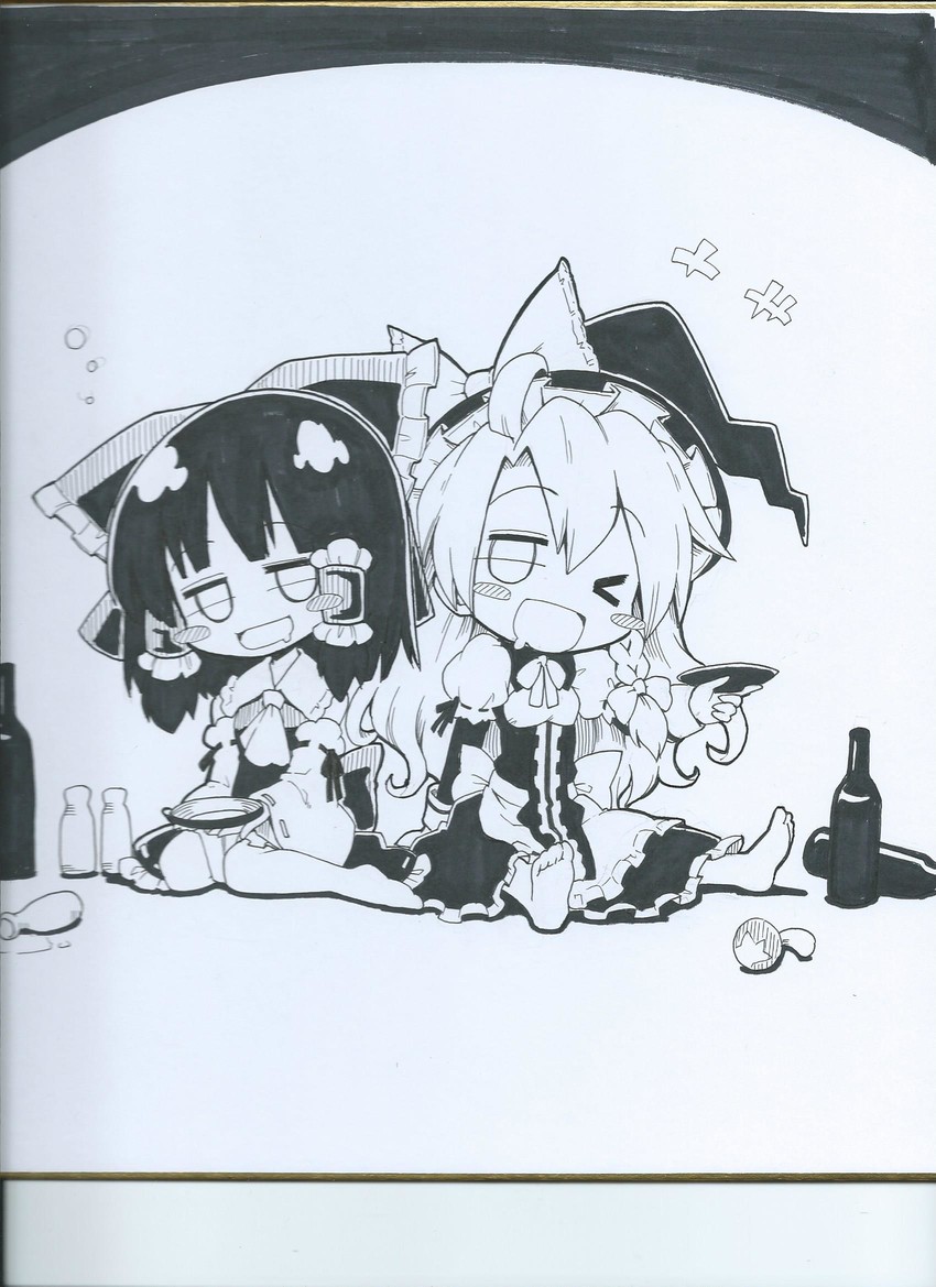 hakurei reimu and kirisame marisa (touhou) drawn by futa_(nabezoko)